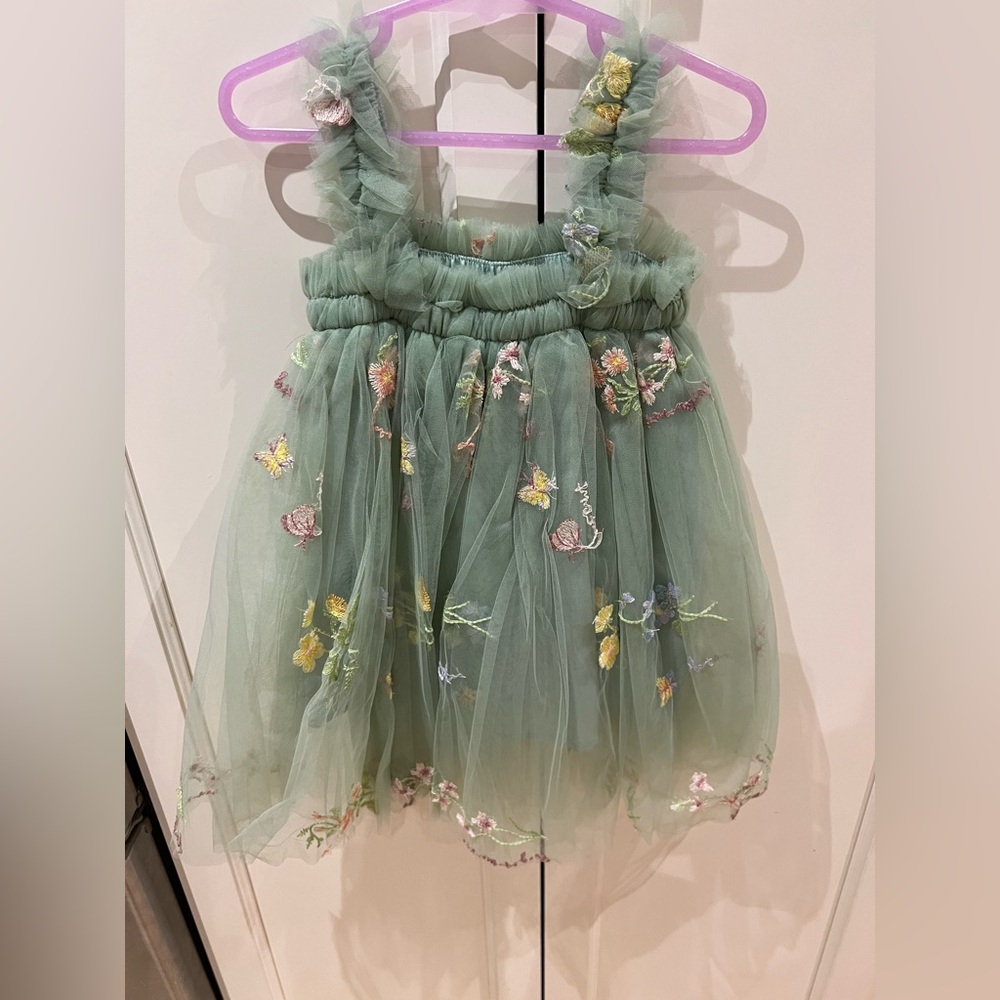 Embroidered Green Tulle Dress 12-18